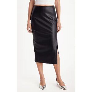 NWT - Super High Waisted Faux Leather Side Slit Midi Skirt